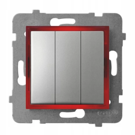 Włącznik Podświetlany Led Czerwony Potrójny Bez Ramki 18.C Ospel Aria