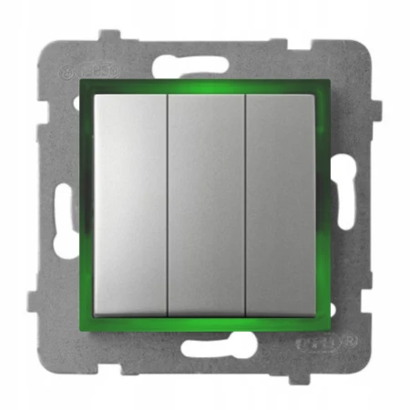 Włącznik Podświetlany Led Zielony Potrójny Bez Ramki 18.Z Ospel Aria