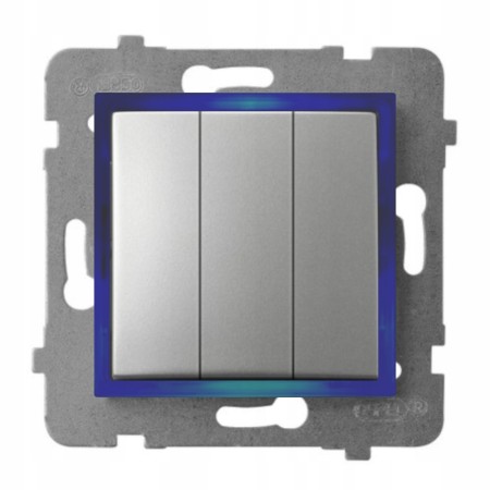 Włącznik Podświetlany Led Niebieski Potrójny Bez Ramki 18.N Ospel Aria
