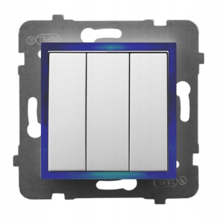 Włącznik Podświetlany Led Niebieski Potrójny Bez Ramki 00.N Ospel Aria