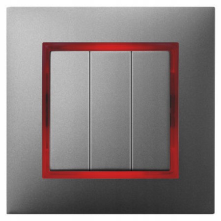 Włącznik Podświetlany Led Czerwony Potrójny Z Ramką 70.C Ospel Aria