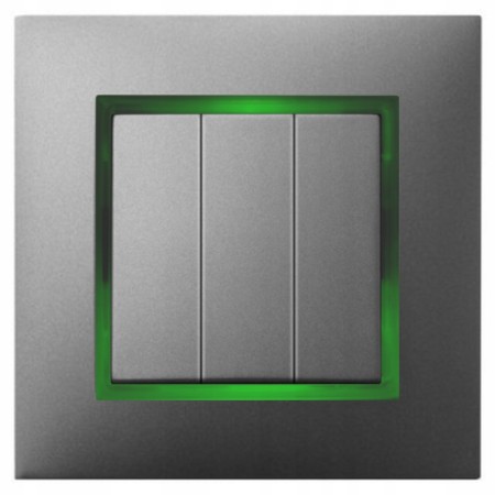 Włącznik Podświetlany Led Zielony Potrójny Z Ramką 70.Z Ospel Aria