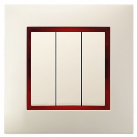 Włącznik Biały Podświetlany Led Czerwony Potrójny Z Ramką 27.C Ospel Aria