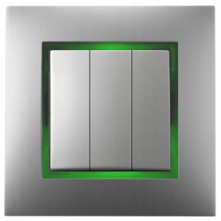 Włącznik Podświetlany Led Zielony Potrójny Z Ramką 18.Z Ospel Aria