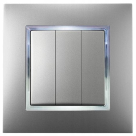 Włącznik Podświetlany Led Biały Potrójny Z Ramką 18.B Ospel Aria