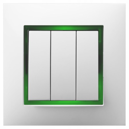 Włącznik Biały Podświetlany Led Zielony Potrójny Z Ramką 00.Z Ospel Aria
