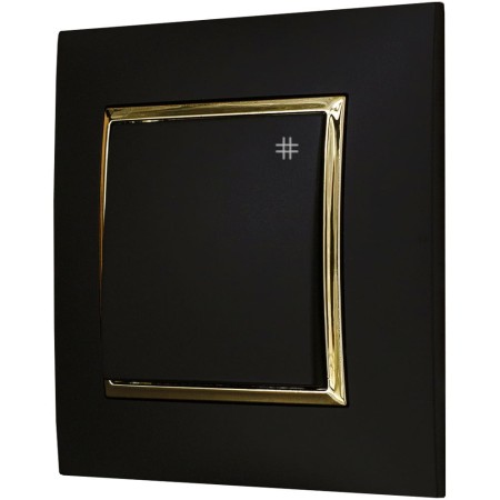 Włącznik Światła Krzyżowy Z Ramką Czarny / Złoty Seria Aria