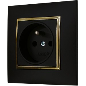 Gniazdo Elektryczne Ospel Aria Pojedyncze Gniazdko Czarny Złoty