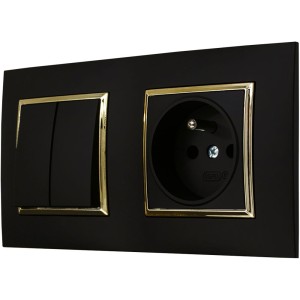 Gniazdo Pojedyncze Z Włącznikiem Podwójnym Do Sypialni Czarne Złote Ospel Aria
