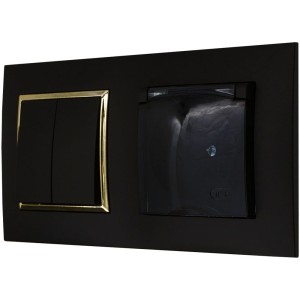 Gniazdo Włącznik Podwójny Do Łazienki Czarno Złoto Ospel Aria