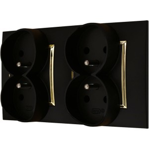 Gniazdo Poczwórne Pokojowe Ścienne Czarny Złoty Ospel Aria