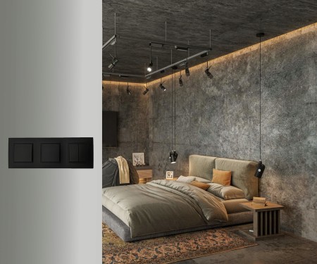 Włącznik Światła Pojedynczy Aria Czarny Srebro Ospel Aria