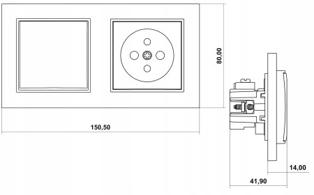 Włącznik pojedynczy z Gniazdkiem Hermetycznym kolor biały i złoty