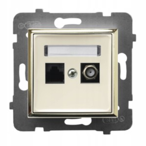 Gniazdo Rj45/Tv(F) Bez Ramki Aria Ecru/Złoto