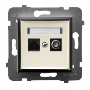 Gniazdo Rj45/Tv(F) Bez Ramki Aria Ecru/Czarny