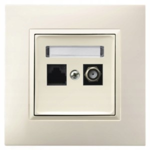 Gniazdo Rj45/Tv(F) Z Ramką Aria Ecru