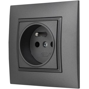 Gniazdo Pojedyncze Szary Kontakt Elektryczny Ospel Aria