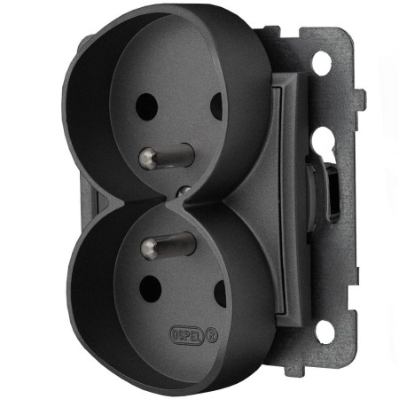 Gniazdo Podwójne Z Uziemieniem Gniazdko Aria Szare