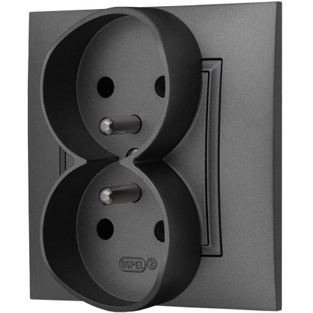 Gniazdko Z Bolcem Aria Podwójne Z Uziemieniem Ospel Gniazdo Szare