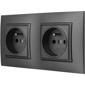 Zestaw Dwóch Gniazd W Ramce Szary Aria