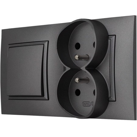 Gniazdo Podwójne Z Włącznikiem Do Sypialni Szary Aria