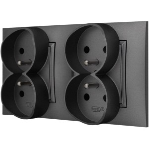 Gniazdo Poczwórne Pokojowe Ścienne Szary Aria