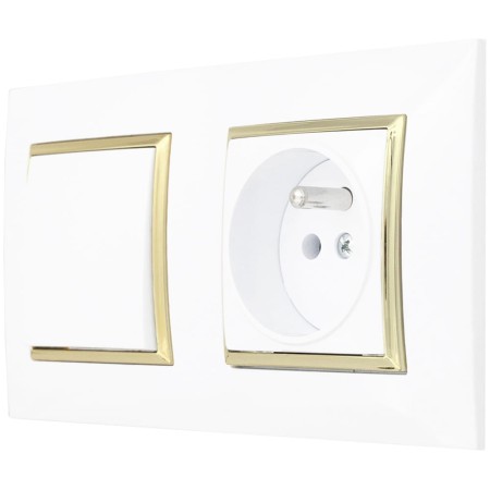 Gniazdo Z Włącznikiem Do Sypialni Biały Złoty Ospel Aria