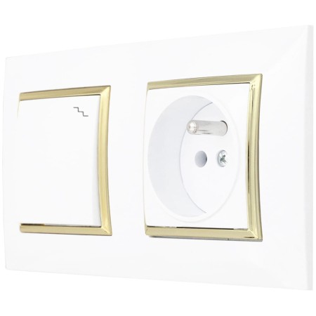 Gniazdo Z Włącznikiem Do Sypialni Biały Złoty Ospel Aria