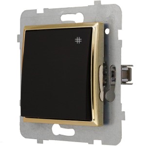 Moduł Czarny / Złoty Bez Ramki Włącznik Krzyżowy Ospel Aria