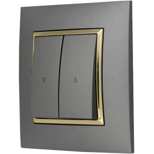 Włącznik Roletowy Przycisk Zwierny Szary Złoto