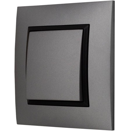 Włącznik Pojedynczy Aria Szary Ramka Czarna