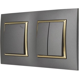 Włącznik Światła Podwójny Schodowy W Ramce Szary