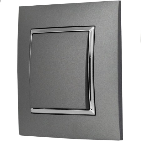 Włącznik Światła Pojedynczy W Ramce Szary Srebro