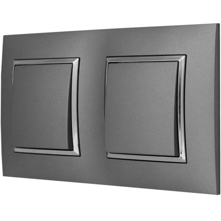 Włącznik Światła Dwa Pojedyncze W Ramce Szary