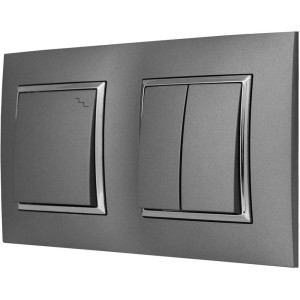 Włącznik Światła Podwójny Schodowy W Ramce Szary