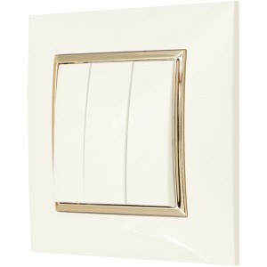 Włącznik Potrójny Z Ramką Ospel Aria Ecru/ Złoty