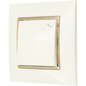 Włącznik Światła Schodowy W Ramce Ospel Aria Ecru Złoty