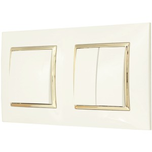 Włącznik Pojedynczy I Podwójny W Ramce Ospel Aria Ecru Złoty