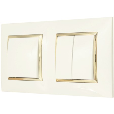Włącznik Pojedynczy I Podwójny W Ramce Ospel Aria Ecru Złoty