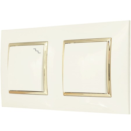 Włącznik Pojedynczy I Schodowy W Ramce Ospel Aria Ecru Złoty