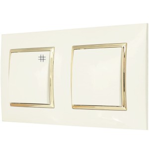 Włącznik Pojedynczy I Krzyżowy Ospel Aria W Ramce Ecru Złoty