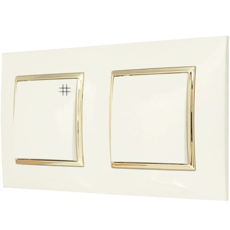 Włącznik Pojedynczy I Krzyżowy Ospel Aria W Ramce Ecru Złoty