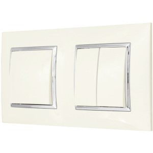 Włącznik Pojedynczy I Podwójny W Ramce Ospel Aria Ecru Srebro