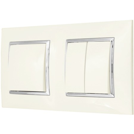 Włącznik Pojedynczy I Podwójny W Ramce Ospel Aria Ecru Srebro