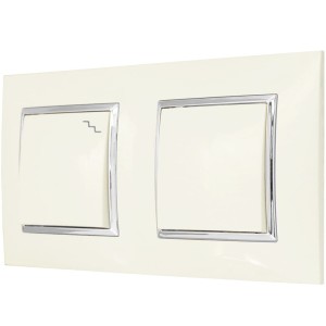Włącznik Pojedynczy I Schodowy W Ramce Ospel Aria Ecru Srebro