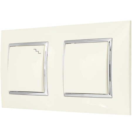 Włącznik Pojedynczy I Schodowy W Ramce Ospel Aria Ecru Srebro