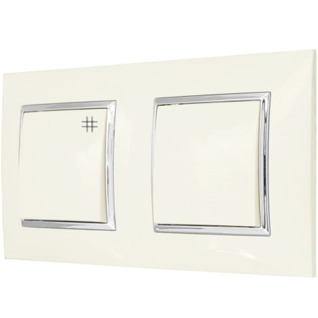 Włącznik Pojedynczy I Krzyżowy Ospel Aria W Ramce Ecru Srebro