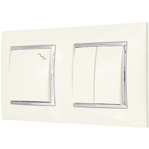 Włącznik Podwójny Schodowy W Ramce Ospel Aria Ecru Srebro