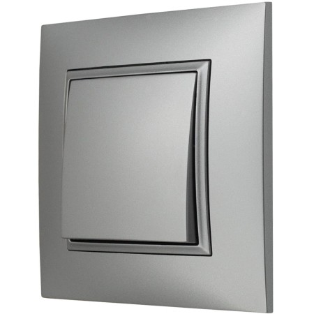Włącznik Światła Pojedynczy W Ramce Srebrny Ospel Aria