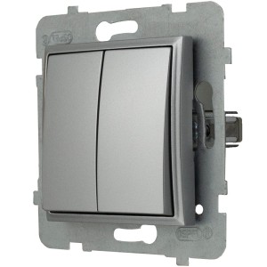 Moduł Srebrny Bez Ramki Włącznik Podwójny Schodowy Ospel Aria